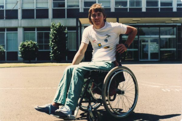 James in Wheelchair outside hospital